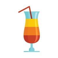 Summer cocktail icon flat isolated vector