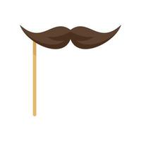 Mustache on stick icon flat isolated vector