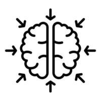 vector de contorno de icono de cerebro cognitivo. sensorial visual