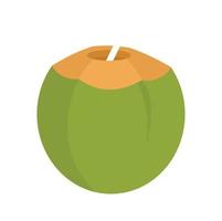 Coconut cocktail icon flat isolated vector