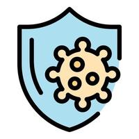 Care shield virus icon color outline vector