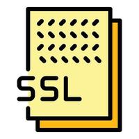 vector de contorno de color de icono de documento ssl