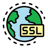 Ssl global system icon color outline vector