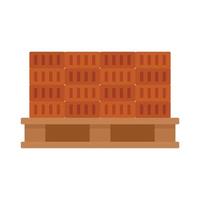 Bricks on pallet icon flat isolated vector