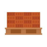 Bricks on pallet icon flat isolated vector