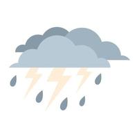 Rain thunderstorm icon flat isolated vector