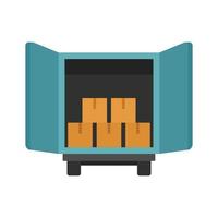 Open warehouse truck icon flat isolated vector