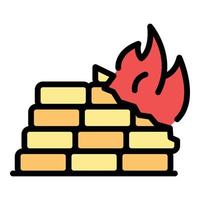 Malware fire icon color outline vector