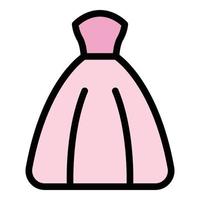 Bride wedding dress icon color outline vector