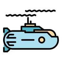 vector de contorno de color de icono de submarino nuclear