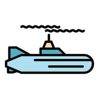 Submarine boat icon color outline vector