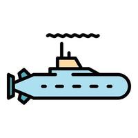 vector de contorno de color de icono de submarino de la marina