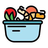 Wok menu cook icon color outline vector