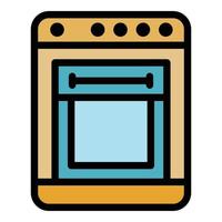 Gas stove icon color outline vector