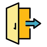 Exit door interface icon color outline vector