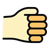 Hand gesture fist palm icon color outline vector