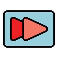 Rewind interface icon color outline vector