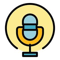 Microphone interface icon color outline vector