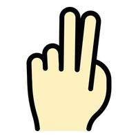 Hand gesture two fingers icon color outline vector