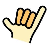 Hand gesture hang loose icon color outline vector