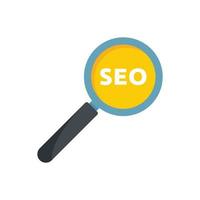 Seo magnifier icon flat isolated vector