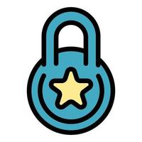 Star lock icon color outline vector