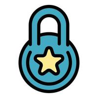 Star lock icon color outline vector