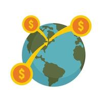 vector aislado plano de icono de crowdfunding de dinero global