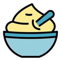 Lunch mashed potatoes icon color outline vector