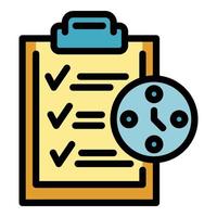 Clipboard time management icon color outline vector