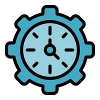 Clock gear wheel icon color outline vector