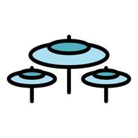 Drum kit icon color outline vector