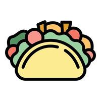 Menu taco icon color outline vector