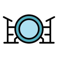 Circle drum icon color outline vector