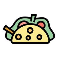 Chicken taco icon color outline vector