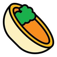 Pita in bowl icon color outline vector