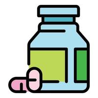 Allergy capsules icon color outline vector