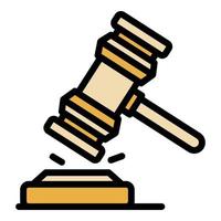 Judge hammer icon color outline vector