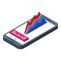 Smartphone graph icon isometric vector. Data analysis vector