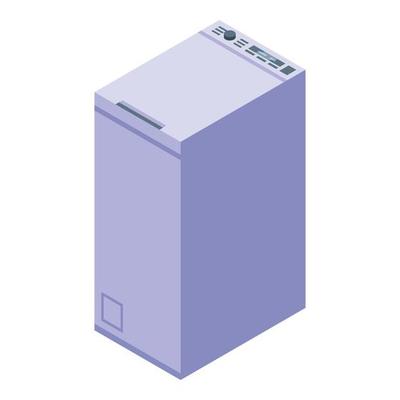 Vertical wash machine icon isometric vector. Front laundromat
