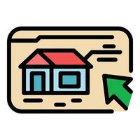 Online selection home icon color outline vector
