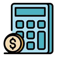 Calculation of money icon color outline vector