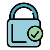 Lock done icon color outline vector