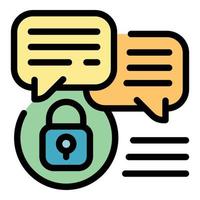 Chat privacy icon color outline vector