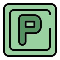 Parking sign icon color outline vector