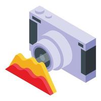 Photo camera graph icon isometric vector. Social media vector