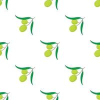 Olives on branch with leaves pattern seamless vector