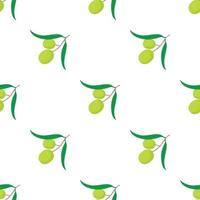 Olives on branch with leaves pattern seamless vector