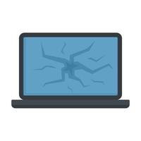 Broken laptop icon flat isolated vector