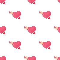 Pink heart with arrow pattern seamless vector